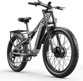 shengmilo Electric Mountain Bike S600 Dual Motor 2000W Top Speed 15 mph, 60 km range, 840 watt-hours, 26’ - grey