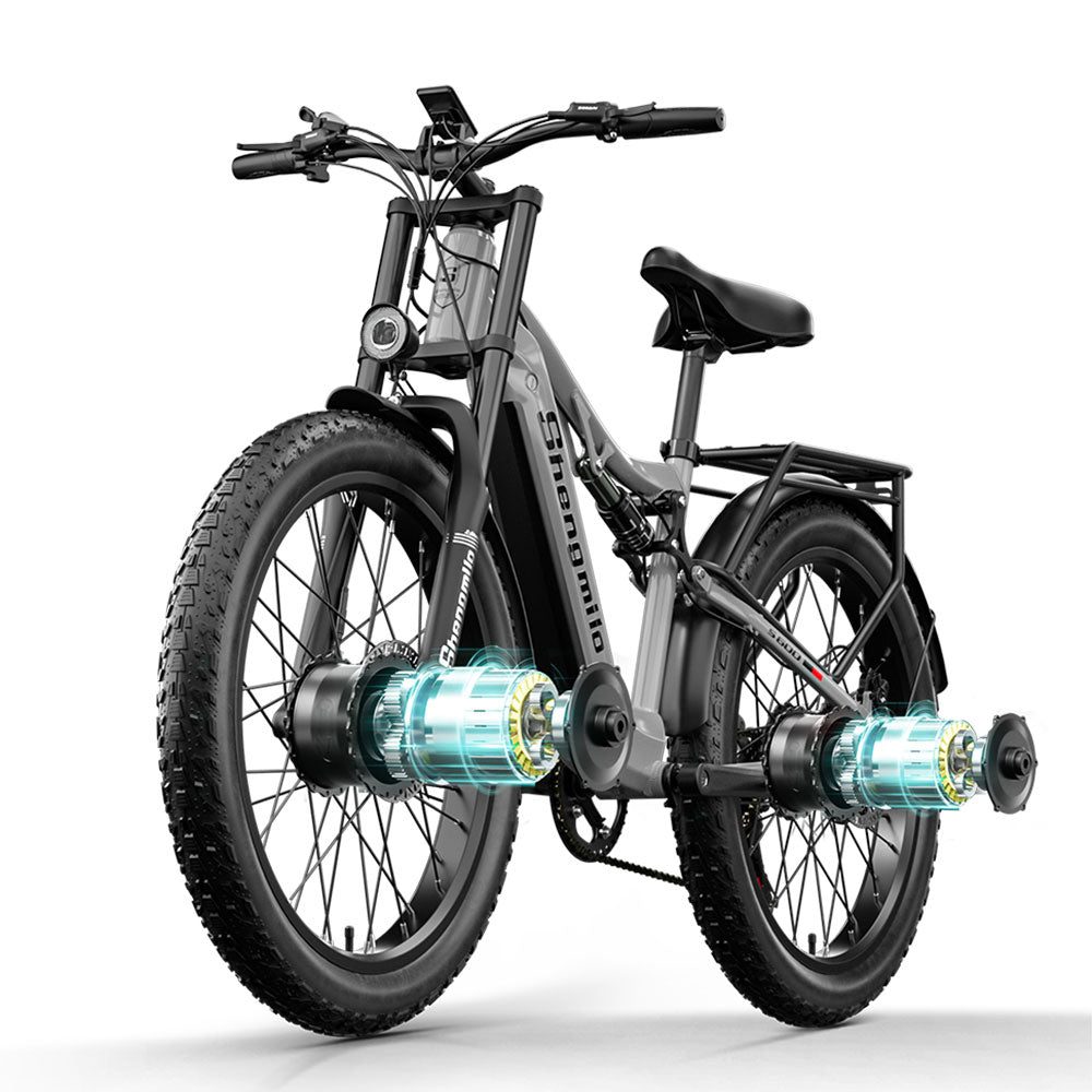 shengmilo S600 Dual Motor 2000W 48V17.5AH Electric Mountain Bike , 60 km range, 840 watt-hours