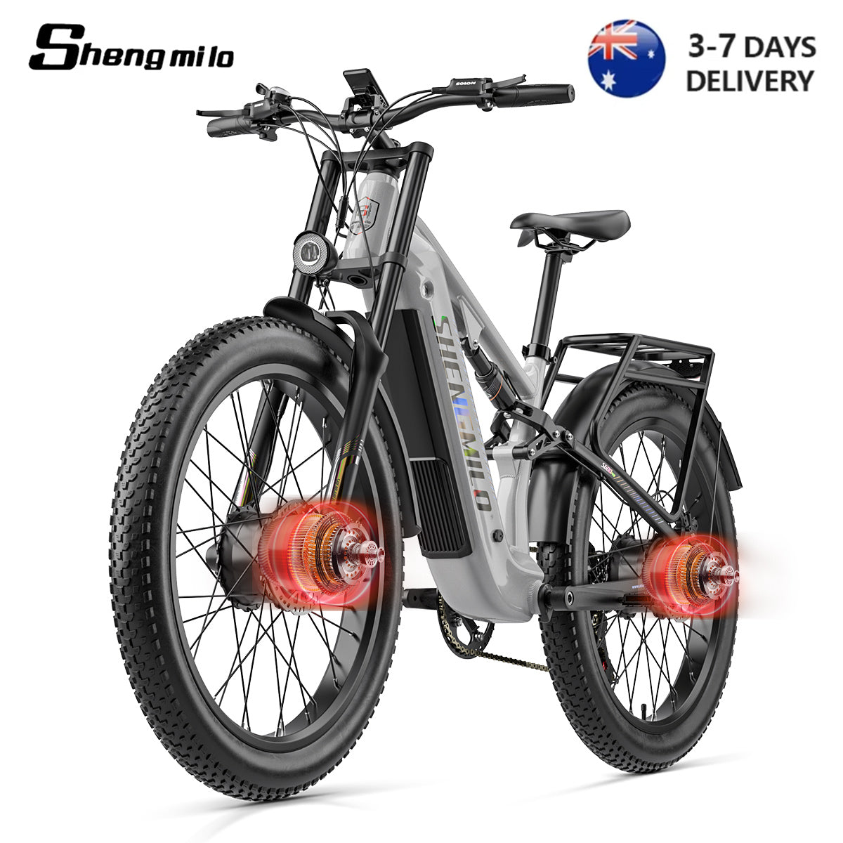 shengmilo S600pro Dual Motor 2000W 48V25AH Electric Mountain Bike , 80 km range
