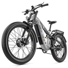 shengmilo Electric Mountain Bike S600pro Dual Motor 2000W Top Speed 15 mph, 60 km range, 26’ - grey