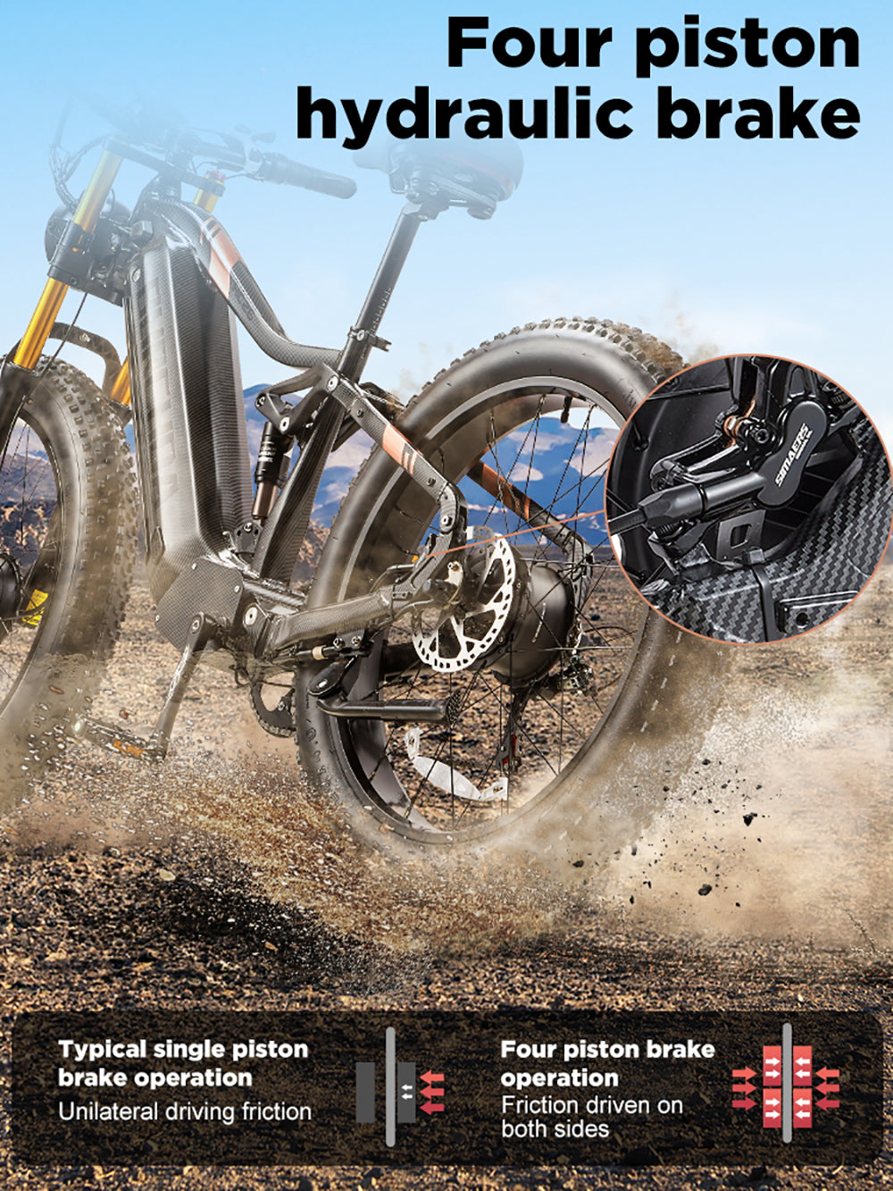 BURCHDA HC26 2500W Dual Motor Fat Tire EBike, 48V30AH Long Range,26Inch MTB Electric Bicycle for Adults,Off-Road,City Commuting