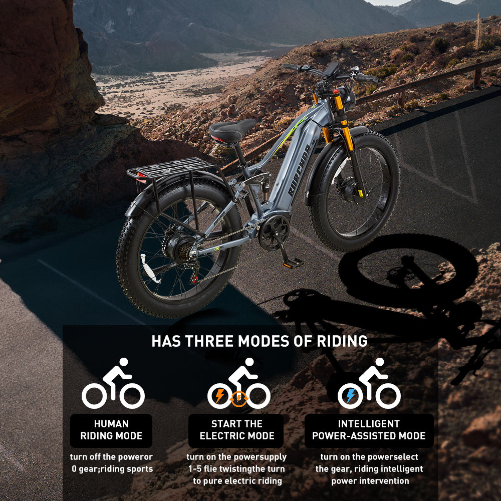 Damson Rx80 BURCHDA RX80 Dual Motor 2000W Electric Mountain Bike, 26-inch 4.0 Fat ...